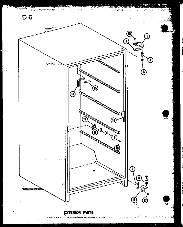 EXTERIOR PARTS Diagram and Parts List for ESUF14C P6034580W Amana Freezer