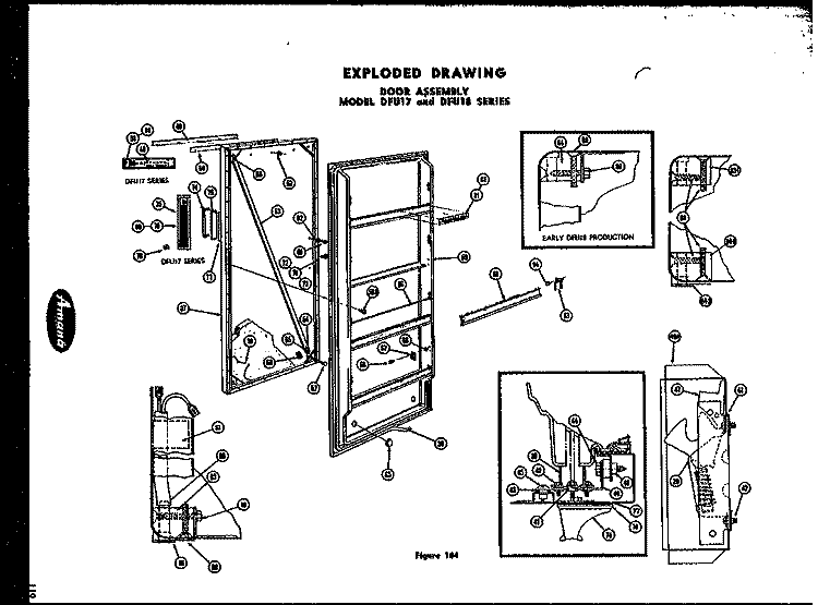 DOOR ASSY Diagram and Parts List for DFU18  Amana Freezer