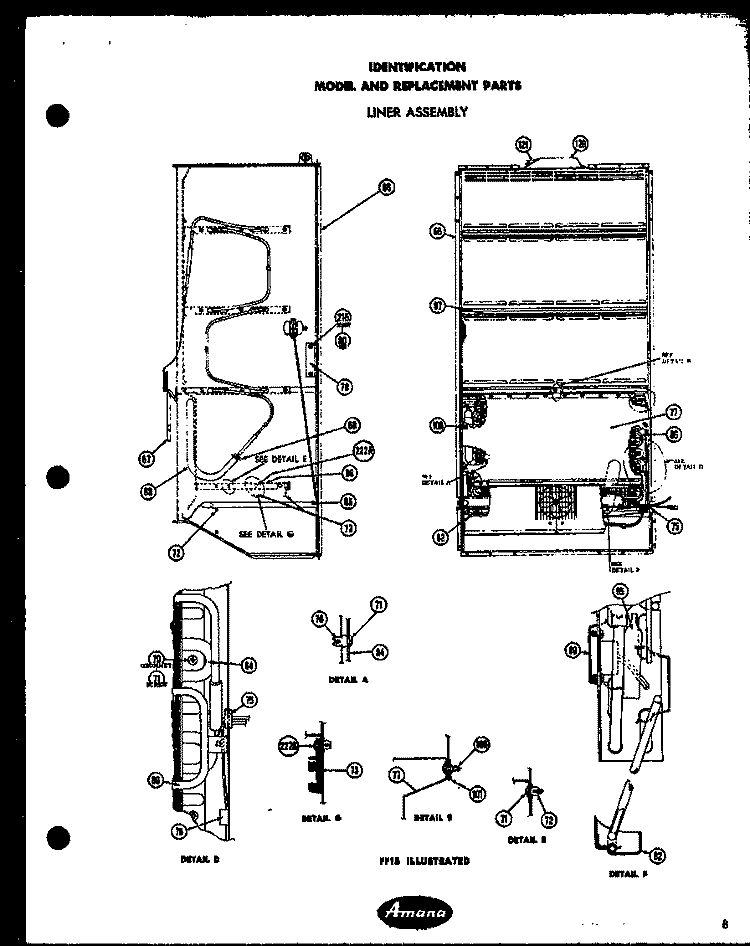 LINER ASSY Diagram and Parts List for D16C  Amana Freezer