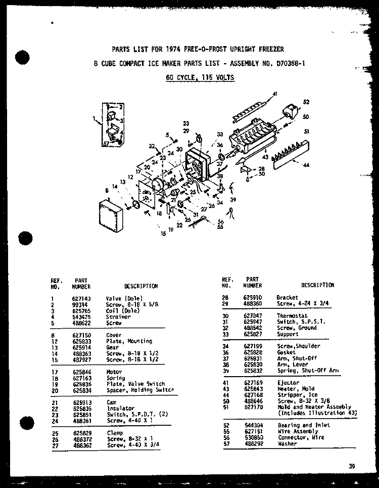 8 CUBECOMPACT ICE MAKER Diagram and Parts List for UF16K P6025010W Amana Freezer