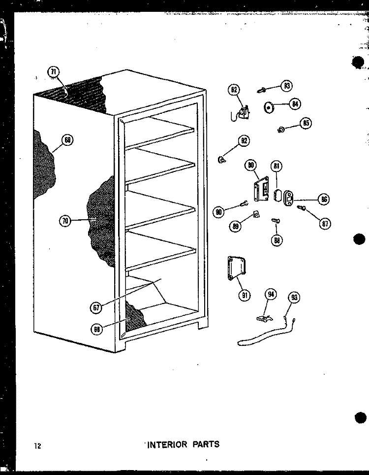 INTERIOR PARTS Diagram and Parts List for EU18K-C P6033518W C Amana Freezer