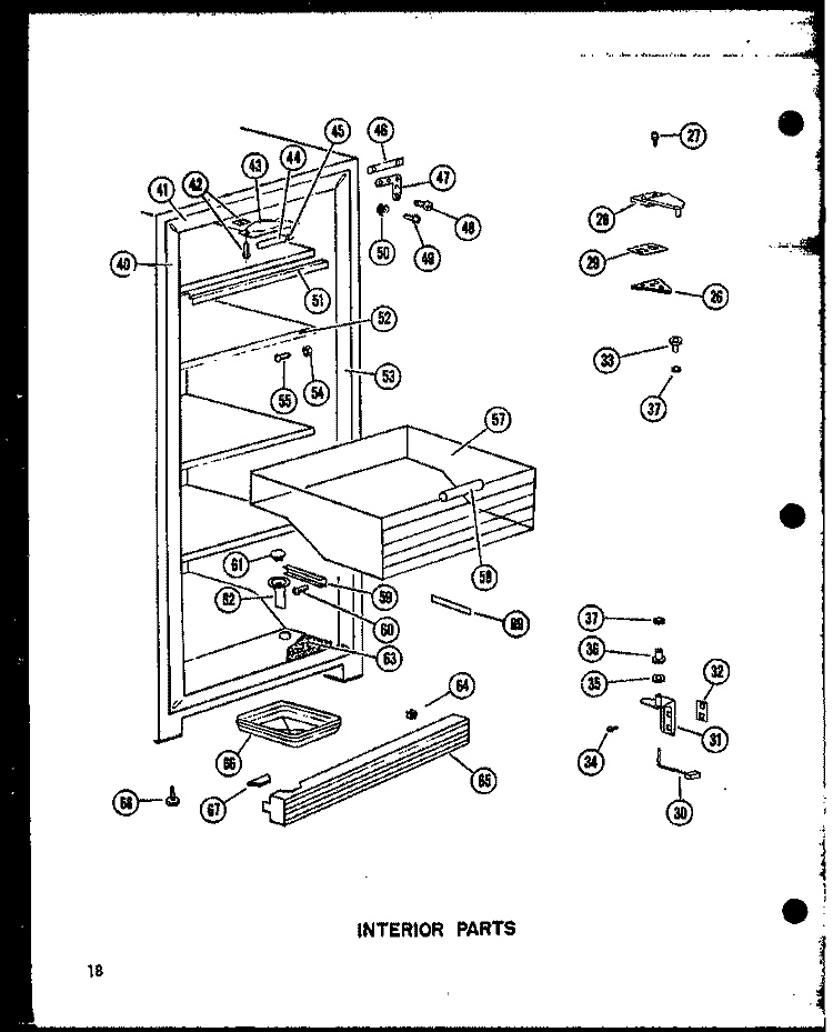 INTERIOR PARTS Diagram and Parts List for EU18K-A P6033557W A Amana Freezer