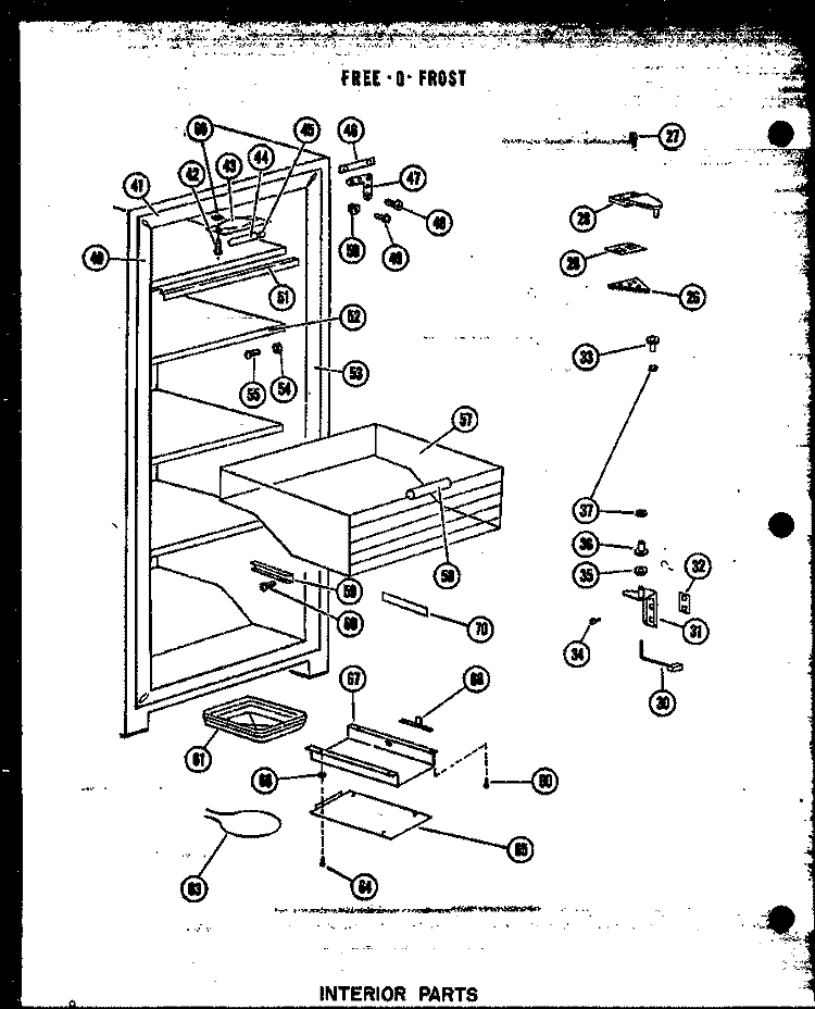 INTERIOR PARTS Diagram and Parts List for UF16W P6033566W Amana Freezer