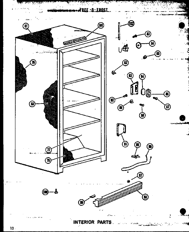 INTERIOR PARTS Diagram and Parts List for UF16W P6033566W Amana Freezer