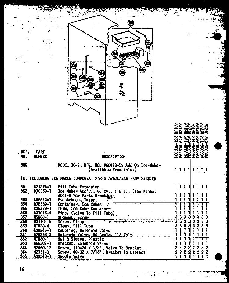 Page 6 Diagram and Parts List for UF16W P6033666W Amana Freezer