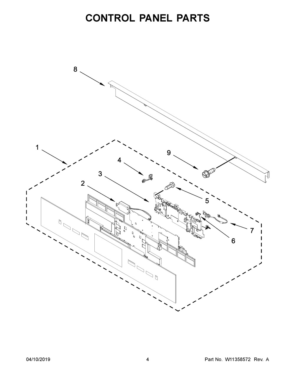 Control Panel Parts Diagram and Parts List for JMC2430IM01  Maytag Microwave