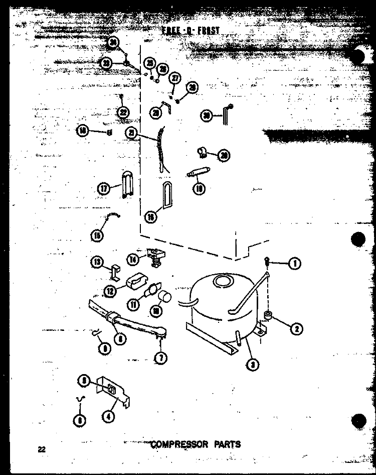 COMPRESSOR PARTS Diagram and Parts List for UF22B P6034551W Amana Freezer