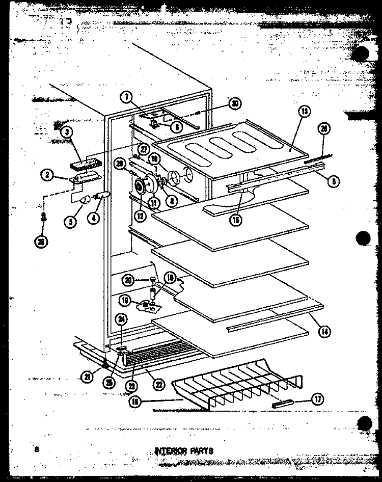 INTRERIOR PARTS Diagram and Parts List for ESU15B P6034547W Amana Freezer
