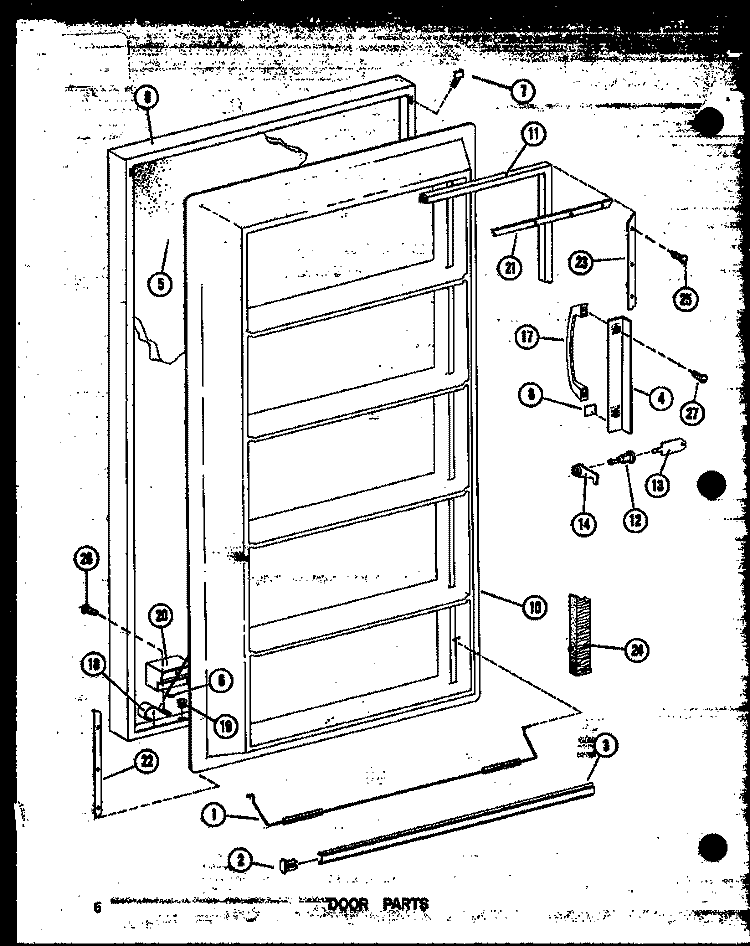 DOOR PARTS Diagram and Parts List for ESU13C P6034558W Amana Freezer