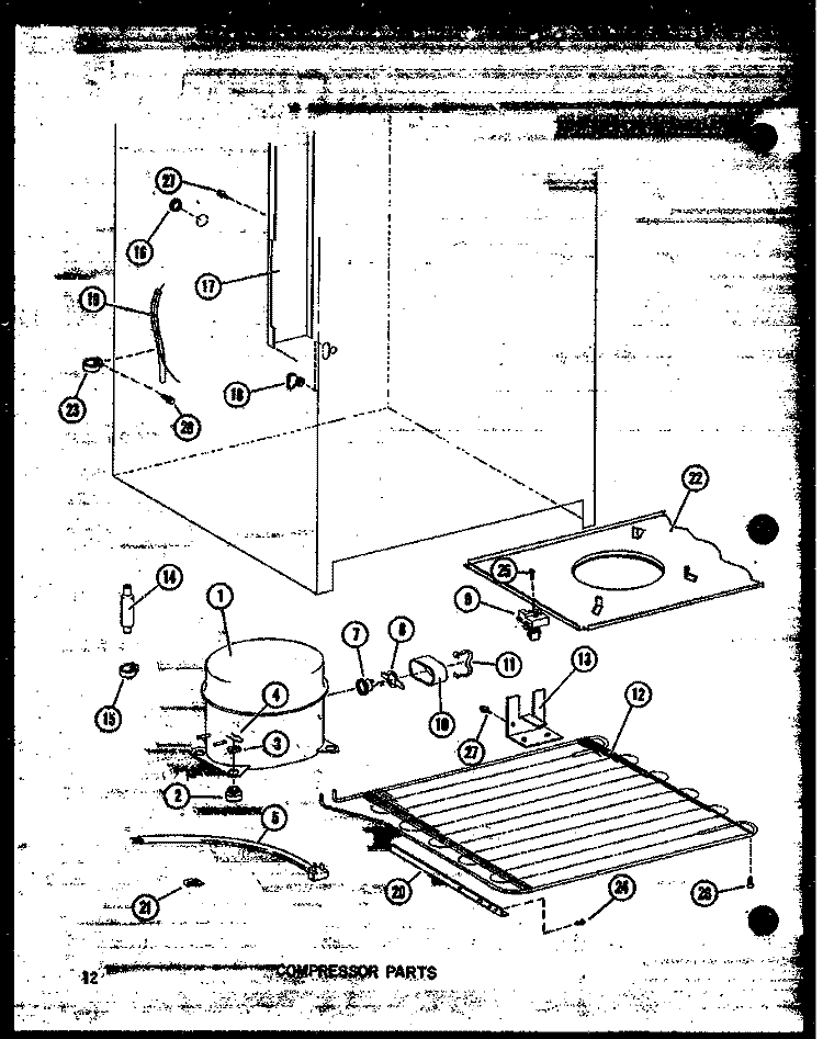 COMPRESSOR PARTS Diagram and Parts List for ESU13C P6034558W Amana Freezer