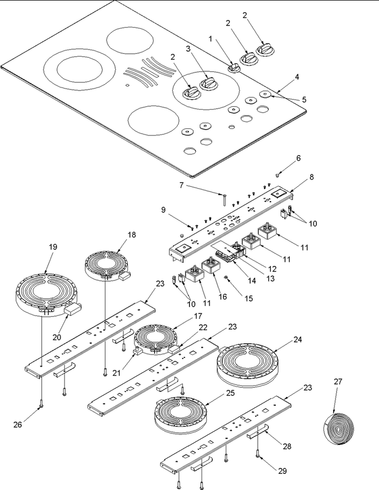 Cooktop Assembly Diagram and Parts List for AKT3650E-P1143731NE  Amana Cooktop