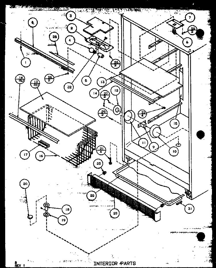 INTERIOR PARTS Diagram and Parts List for ESU17D P6034586W Amana Freezer