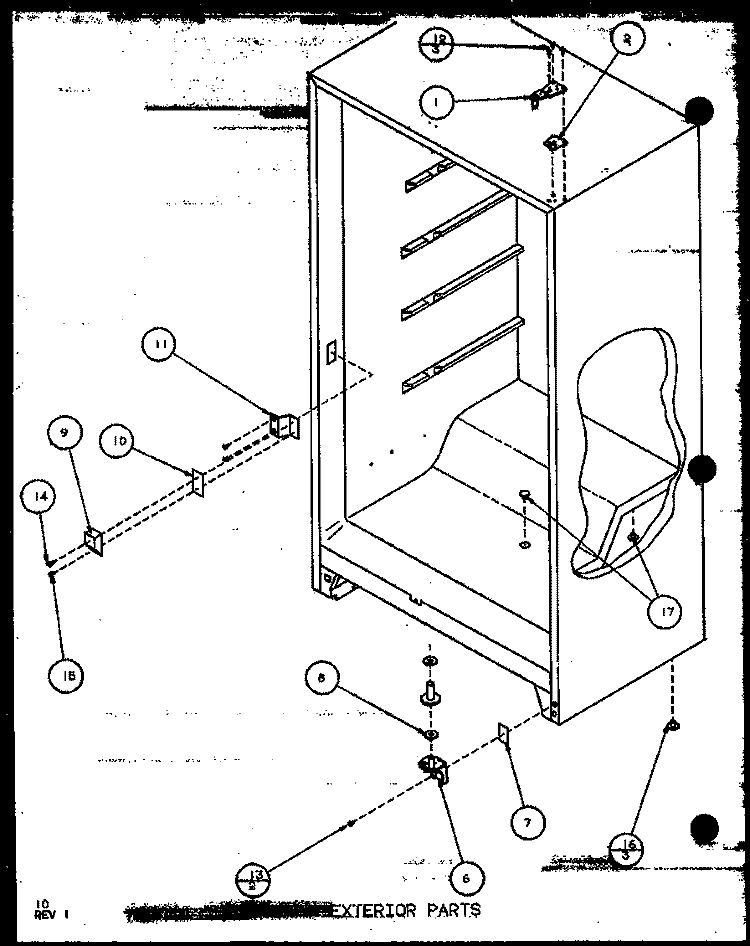 EXTERIOR PARTS Diagram and Parts List for ESU17D P6034586W Amana Freezer