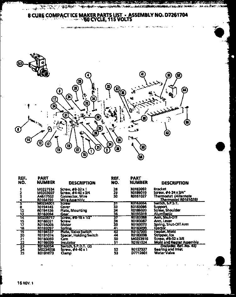 8 CUBE COMPACT ICE MAKER Diagram and Parts List for CIC3 P8735803W Amana Ice Maker