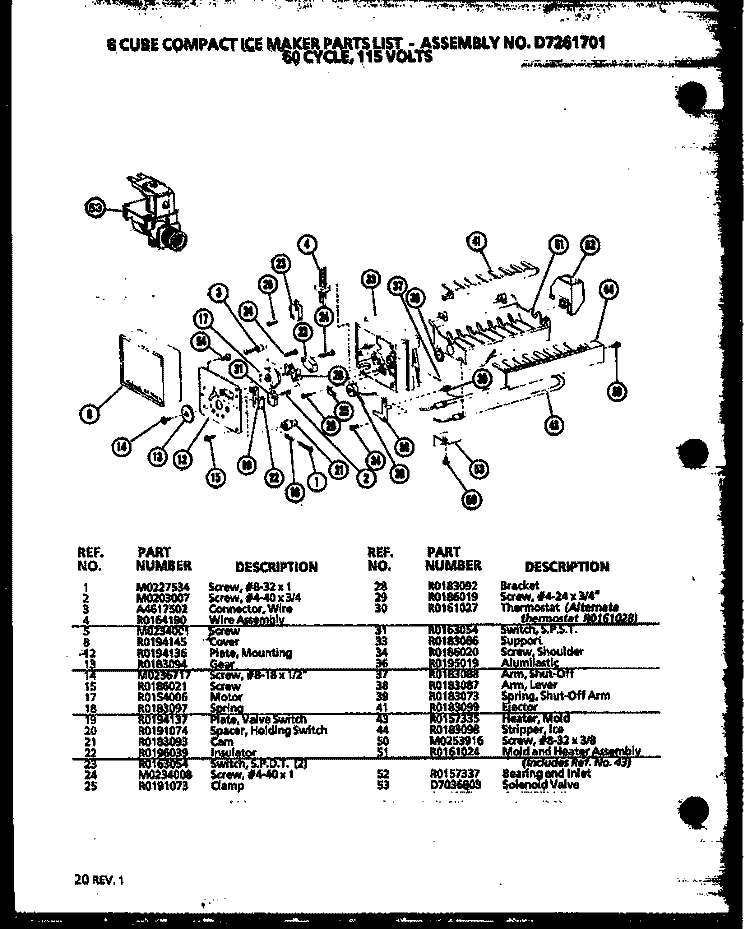 8 CUBE COMPACT ICE MAKER Diagram and Parts List for CIC3 P8735801W Amana Ice Maker