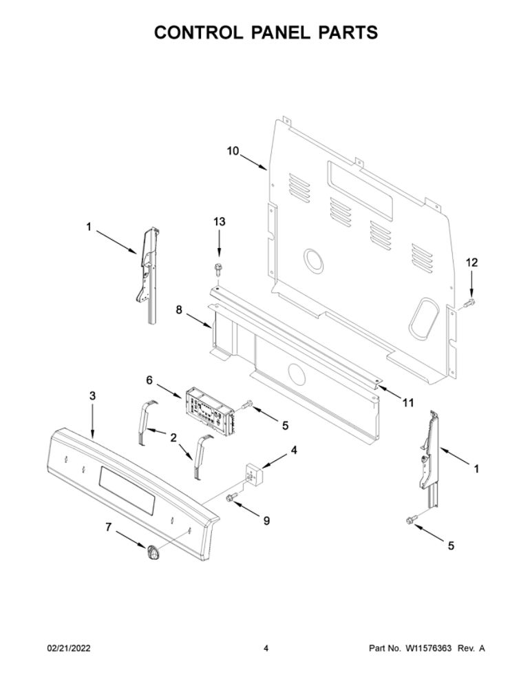 Control Panel Parts Diagram and Parts List for MER4600LS2  Maytag Range