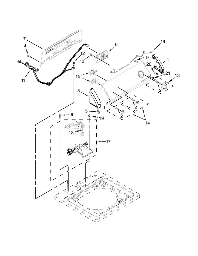 Controls And Water Inlet Parts Diagram and Parts List for CAW9244DW1  Crosley Washer