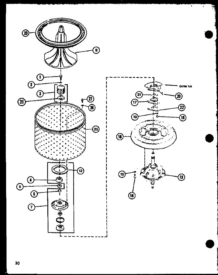 Page 13 Diagram and Parts List for LW2302 P7762112W W Amana Washer