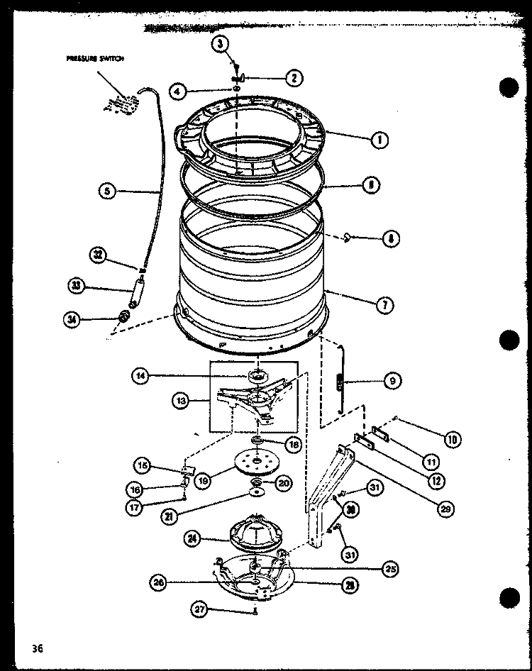 Page 16 Diagram and Parts List for LW2403 P7762120W W Amana Washer