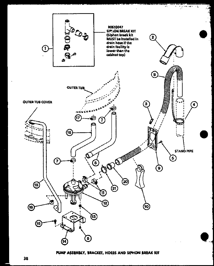 PUMP ASSY Diagram and Parts List for LW2302 P7762112W W Amana Washer