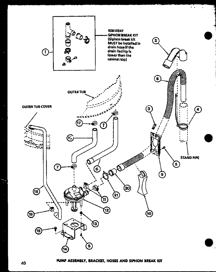 PUMP ASSY Diagram and Parts List for LW2403 P7762120W W Amana Washer