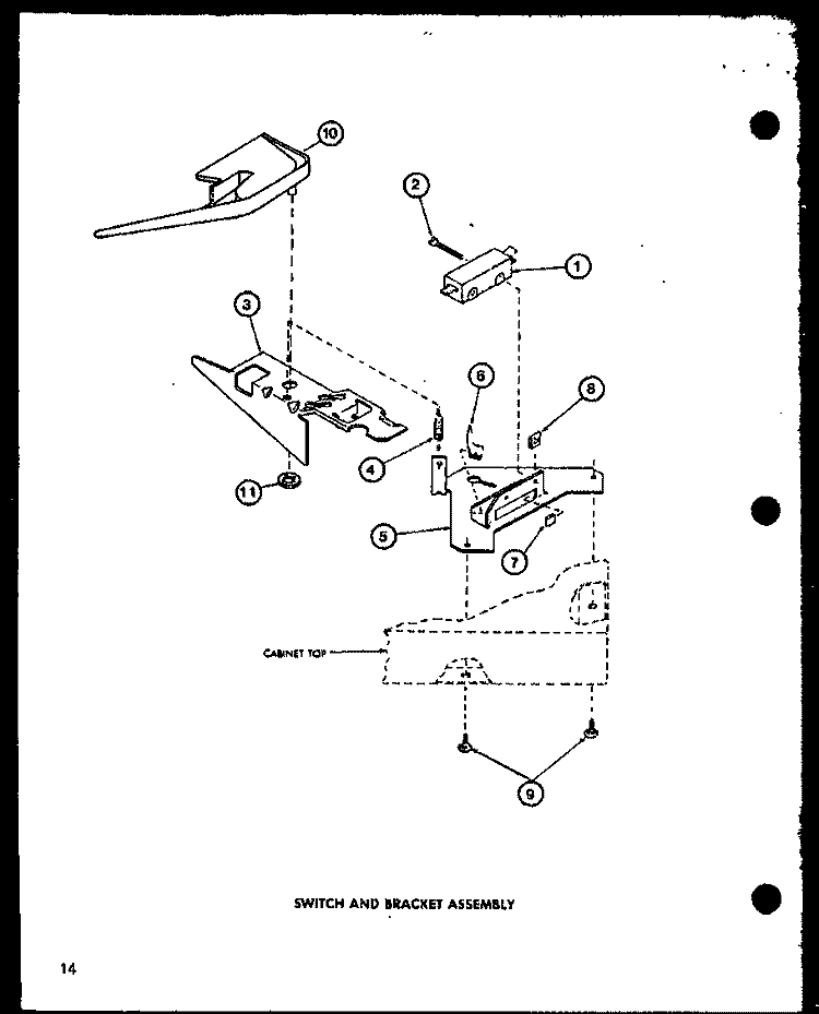 SWITCH AND BRACKET ASSY Diagram and Parts List for LW2302 P7762124W W Amana Washer