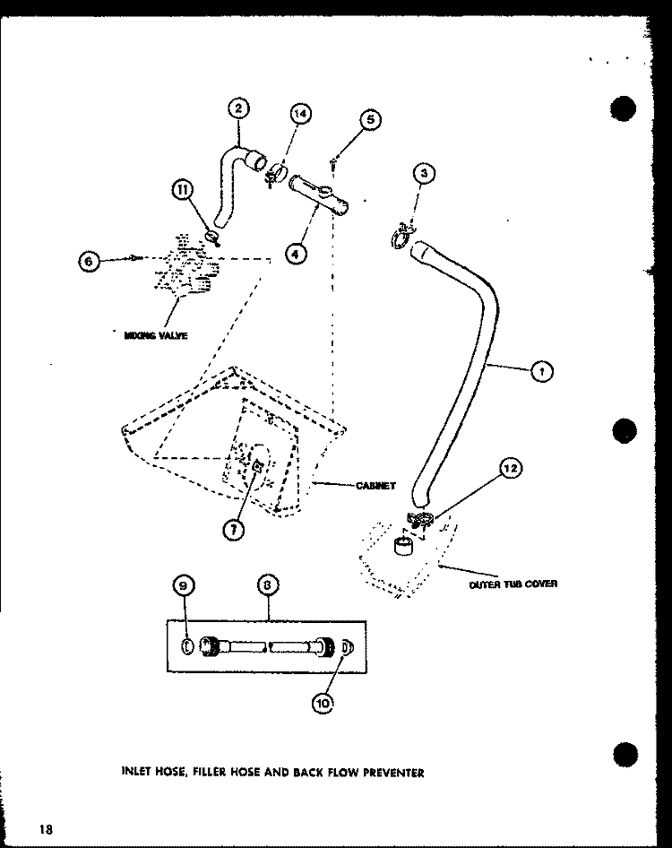 INLET HOSE Diagram and Parts List for LW2302 P7762124W W Amana Washer