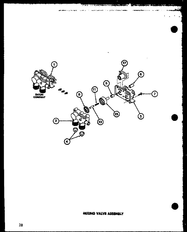 MIXING VALVE ASSY Diagram and Parts List for LW2403 P7762270W Amana Washer