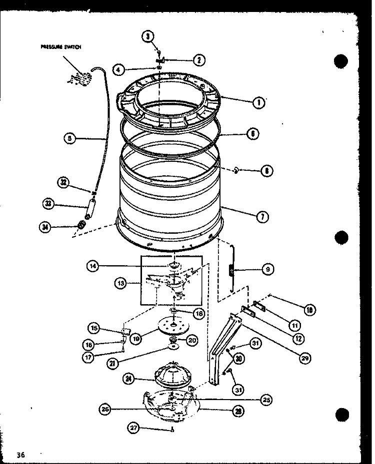 Page 16 Diagram and Parts List for LW2403 P7762127W W Amana Washer