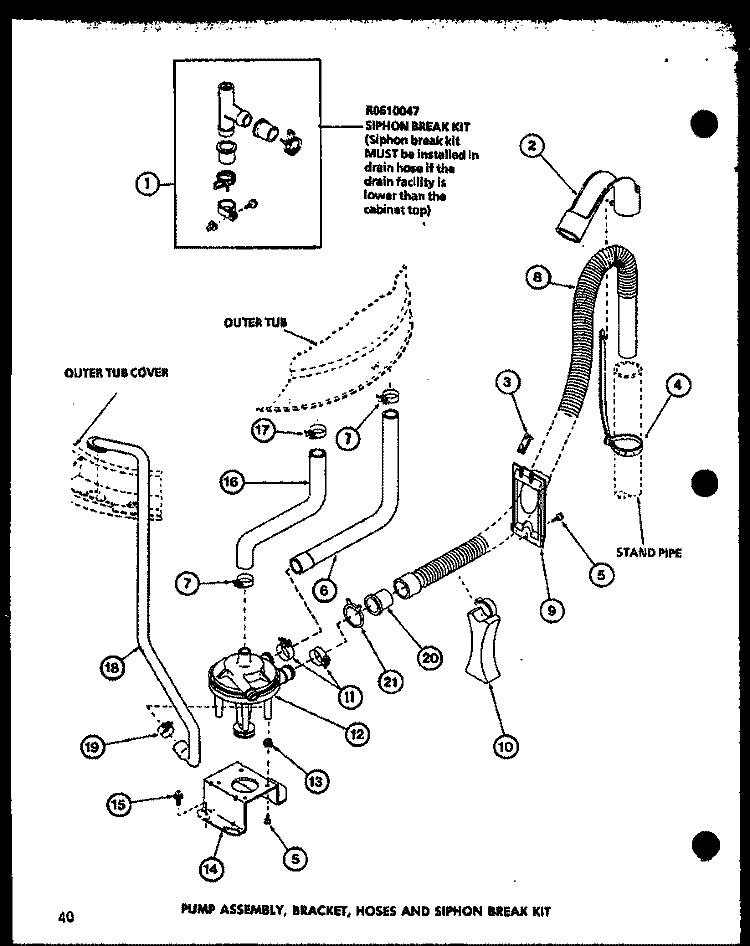 PUMP ASSY Diagram and Parts List for LW2403 P7762127W W Amana Washer