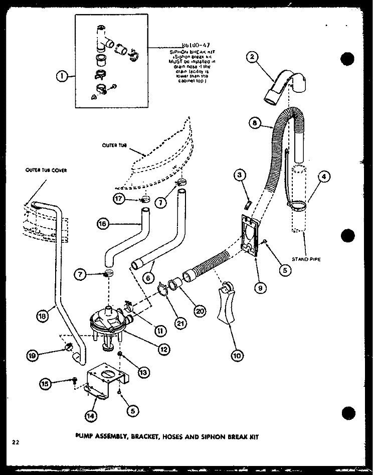 PUMP ASSY Diagram and Parts List for LWD773 P7804717W W Amana Washer