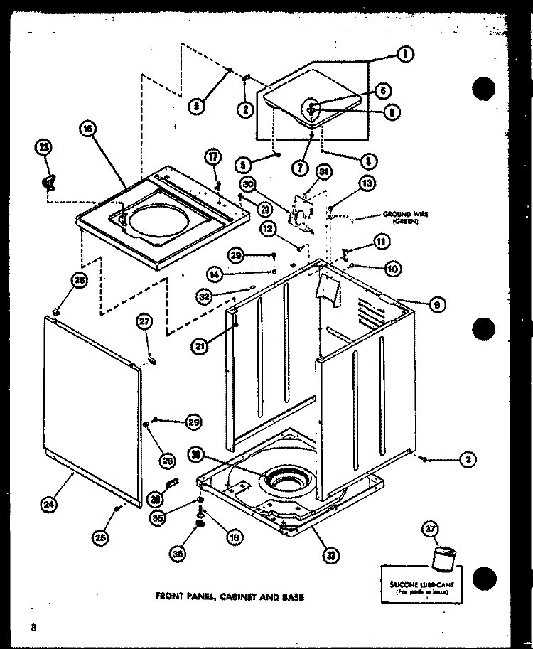 FRONT PANEL Diagram and Parts List for LWD250 P7762128W W Amana Washer