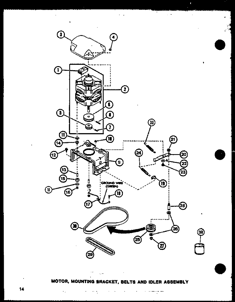 MOTOR Diagram and Parts List for LWD250 P7762128W W Amana Washer