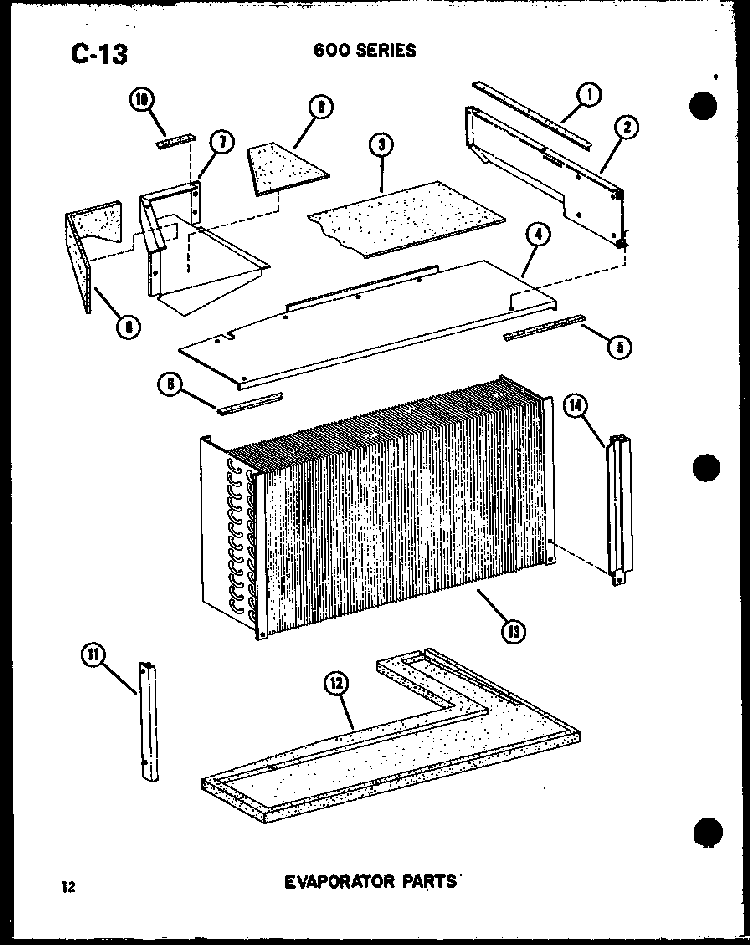Evaporator Parts Diagram and Parts List for ES624-3R P67119-1R Amana Air Conditioner