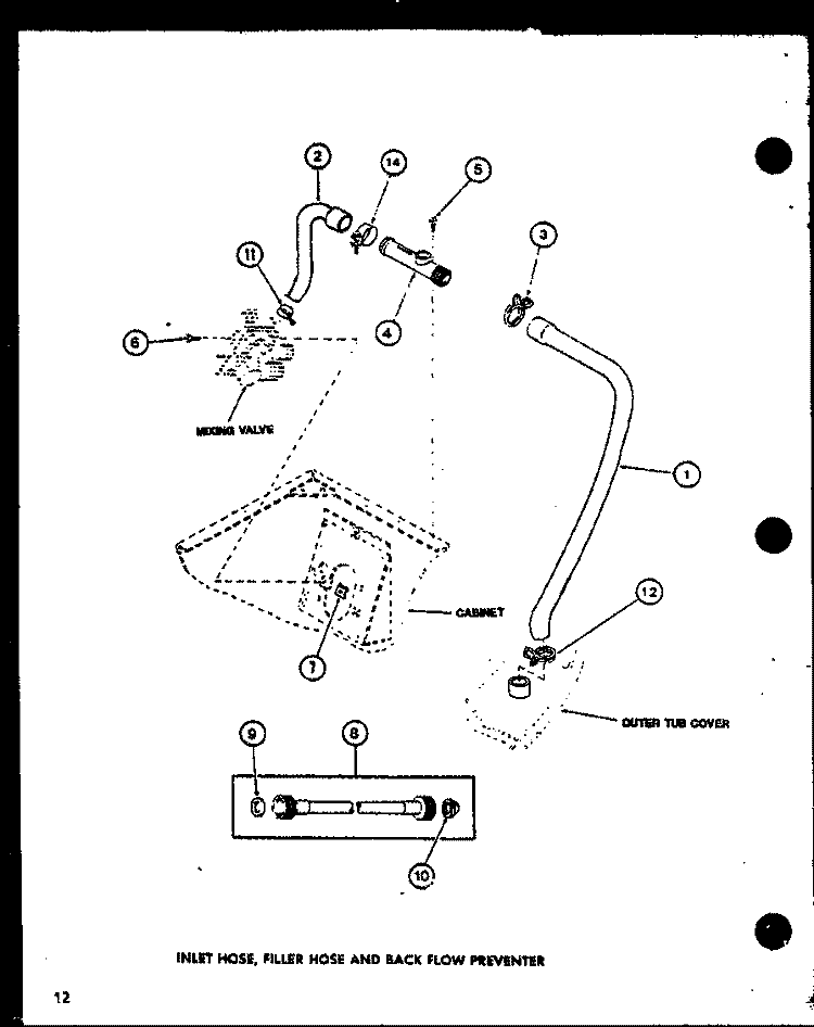 INLET HOSE Diagram and Parts List for LWD352 P1110507W W Amana Washer