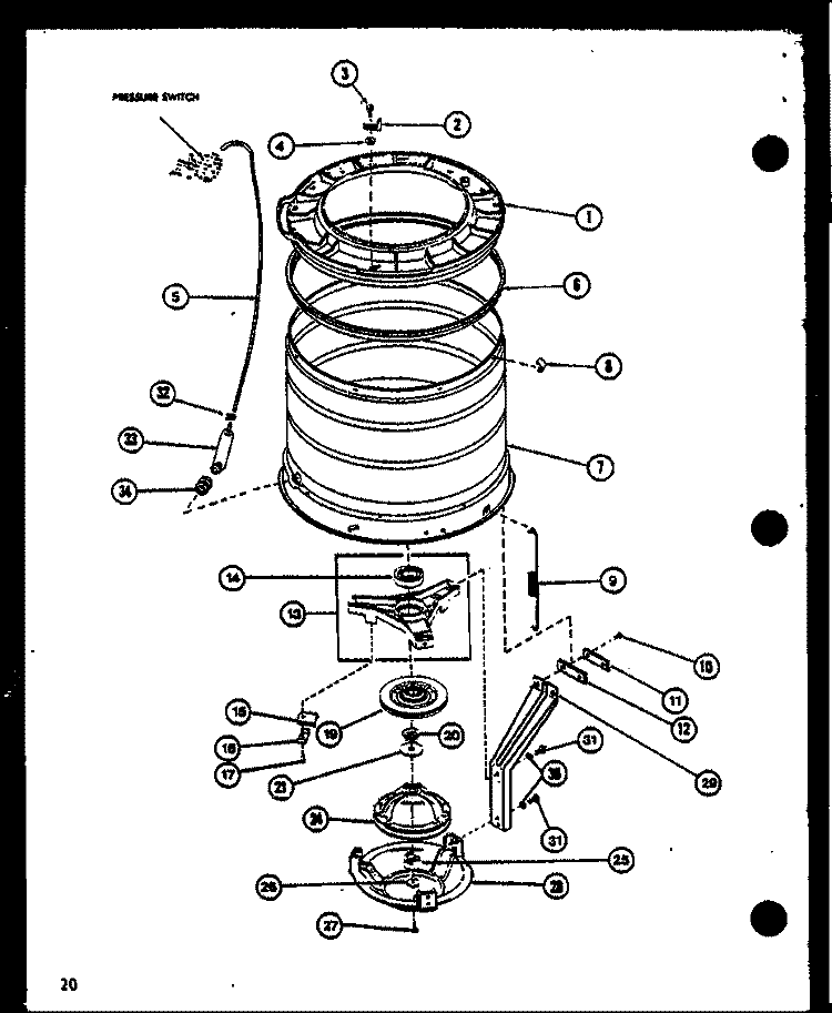 Page 8 Diagram and Parts List for LWD352 P1110507W W Amana Washer