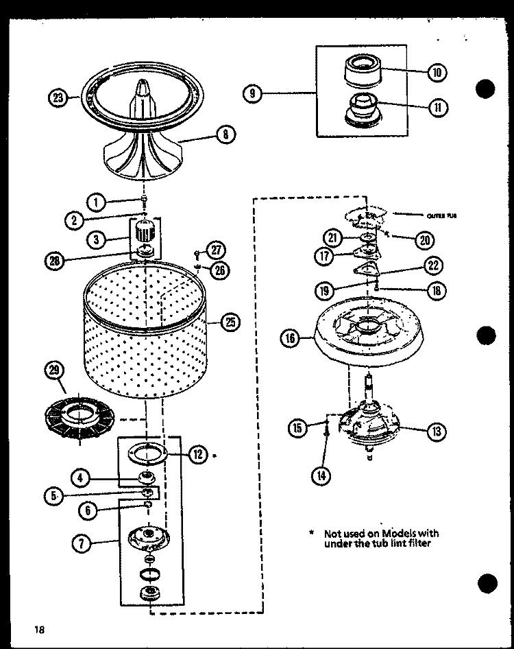 Page 7 Diagram and Parts List for LWD553W P1122905W W Amana Washer