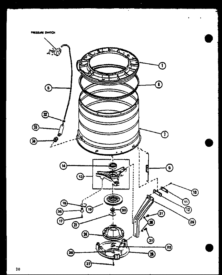 Page 8 Diagram and Parts List for LWD553W P1122905W W Amana Washer