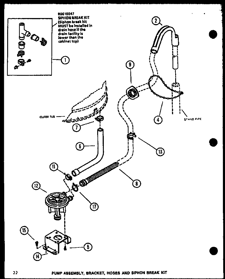PUMP ASSY Diagram and Parts List for LWD553W P1122905W W Amana Washer
