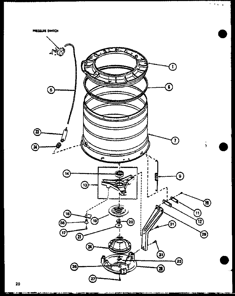 Page 8 Diagram and Parts List for LWD773W P1122801W W Amana Washer