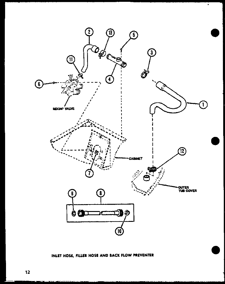 INLET HOSE Diagram and Parts List for CW9003W P1122805W W Crosley Washer