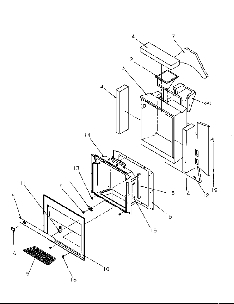 Ice And Water Cavity Assembly Diagram and Parts List for 2599A-P1190419WL  Amana Refrigerator