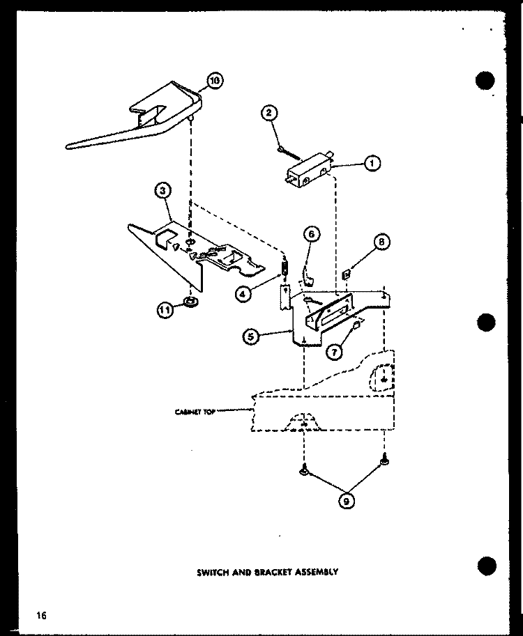 SWITCH AND BRACKET ASSY Diagram and Parts List for LW2402 P1110516W W Amana Washer