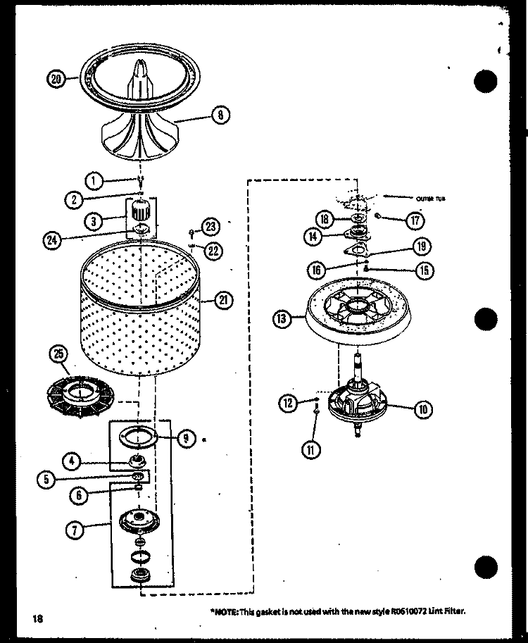 Page 7 Diagram and Parts List for CW2303 P7762131W Crosley Washer