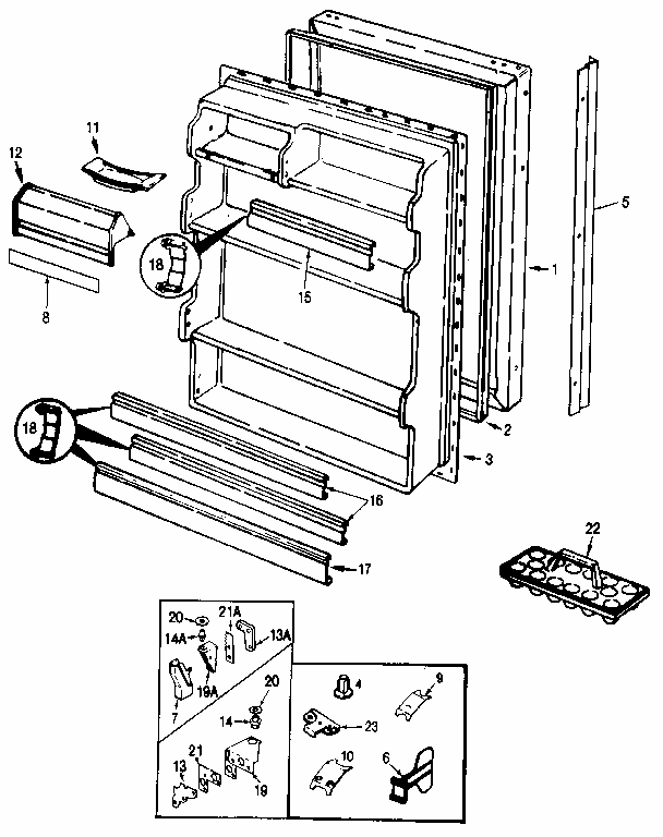 Fresh Food Door Diagram and Parts List for 742JRT192B MBJ51B Kenmore Refrigerator
