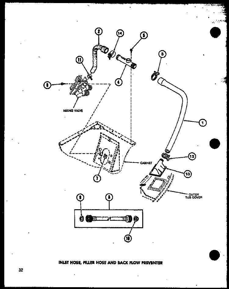 INLET HOSE Diagram and Parts List for TAA200 P7575108W Amana Washer