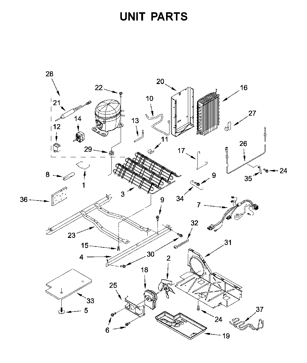 Unit parts Diagram and Parts List for MSS25N4MKZ00  Maytag Refrigerator