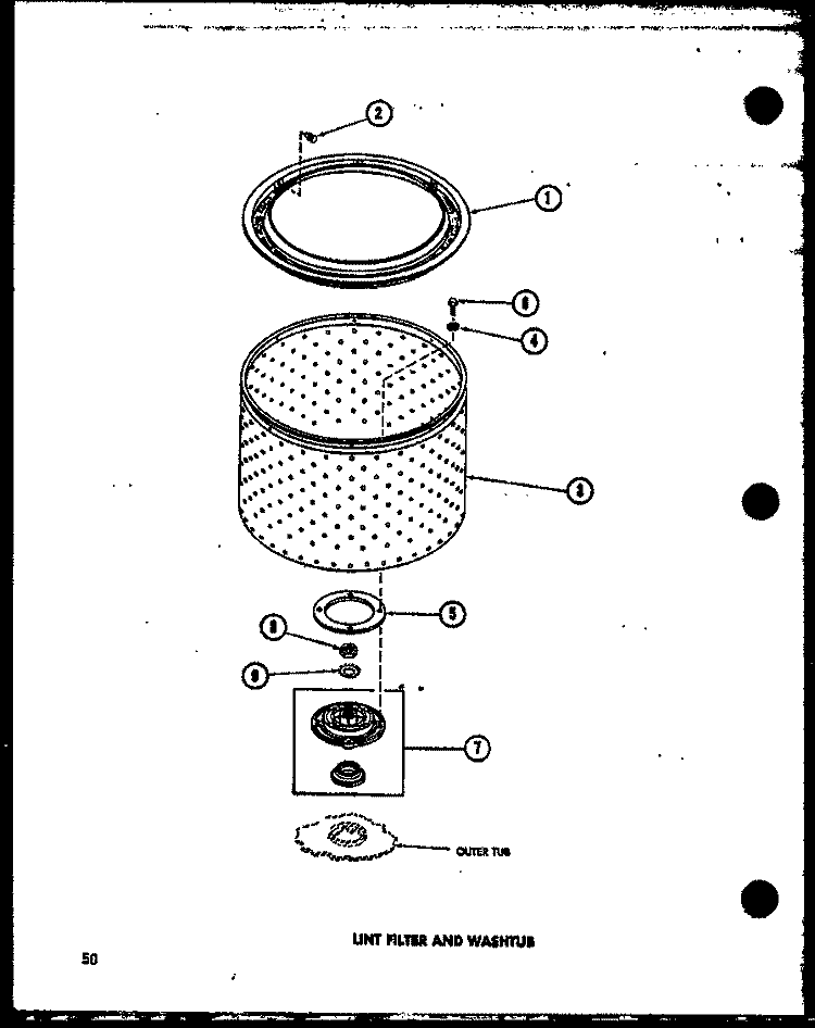 LINT FILTER AND WASHTUB Diagram and Parts List for TAA600 P7575110W Amana Washer