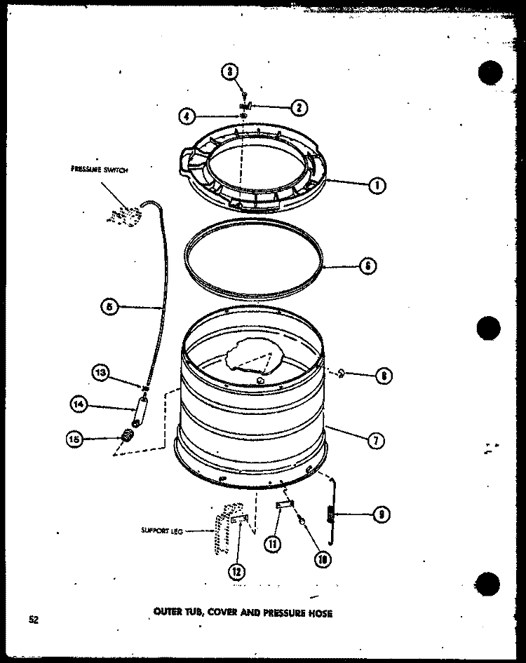 OUTER TUB Diagram and Parts List for TAA600 P7575110W Amana Washer