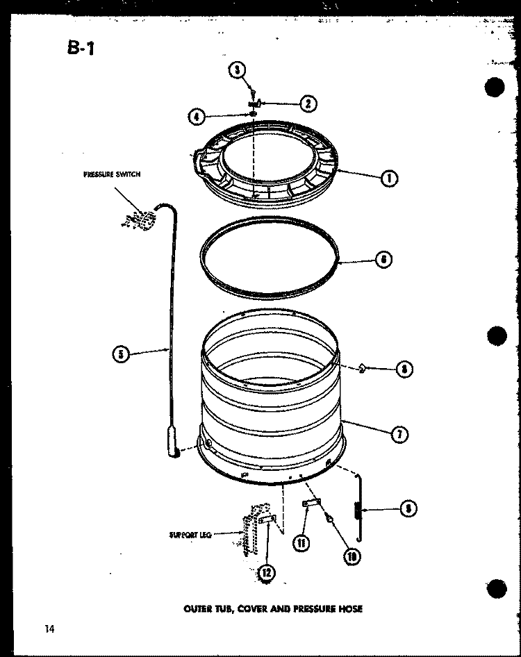 OUTER TUB Diagram and Parts List for TAA200 P7575104W Amana Washer